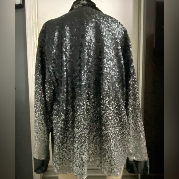 Johnny Was 🎄 Sequin Black Plaza Lined Open Front Kimono - Picture 6 of 6
